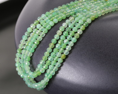 Australian Green Chrysoprase (AAA) Diamond Cut Faceted Round 3mm