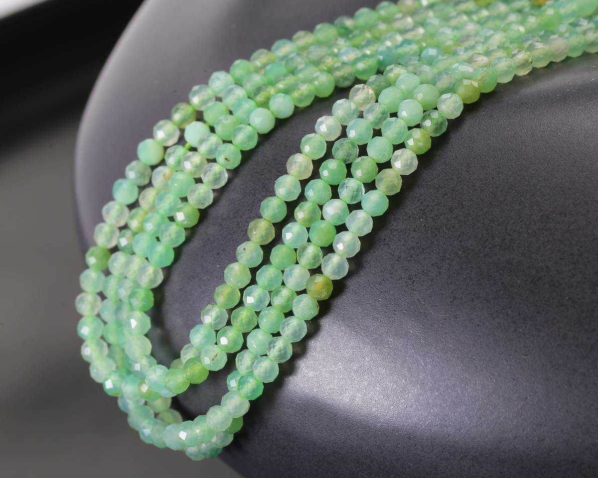 Australian Green Chrysoprase (AAA) Diamond Cut Faceted Round 3mm