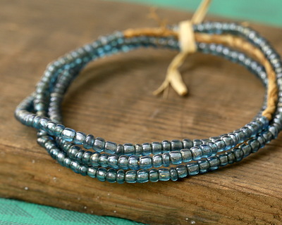 African Denim Blue Glass Seed Beads 3-5x3-5mm
