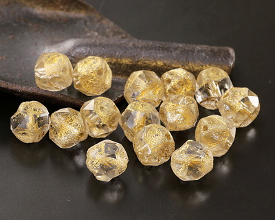 Czech Glass Textured Crystal w/ Gold Lining Chandelier Cut 8mm