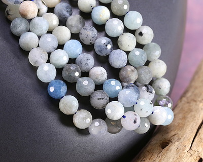 Devil Blue Aquamarine (w/ Black Tourmaline Inclusions) Faceted Round 7mm