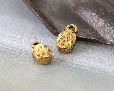 Nunn Design Antique Gold (plated) Faceted Oval Charm 10.6x6mm