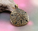 Mykonos Antique Brass (plated) Large Sand Dollar Focal 31x36mm