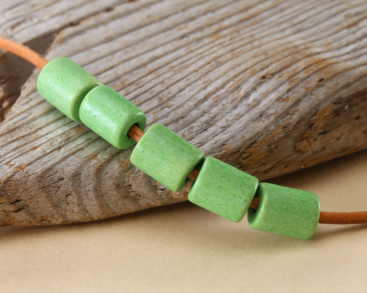 Mykonos Ceramic Apple Green Tube Spacer 9-10x8mm