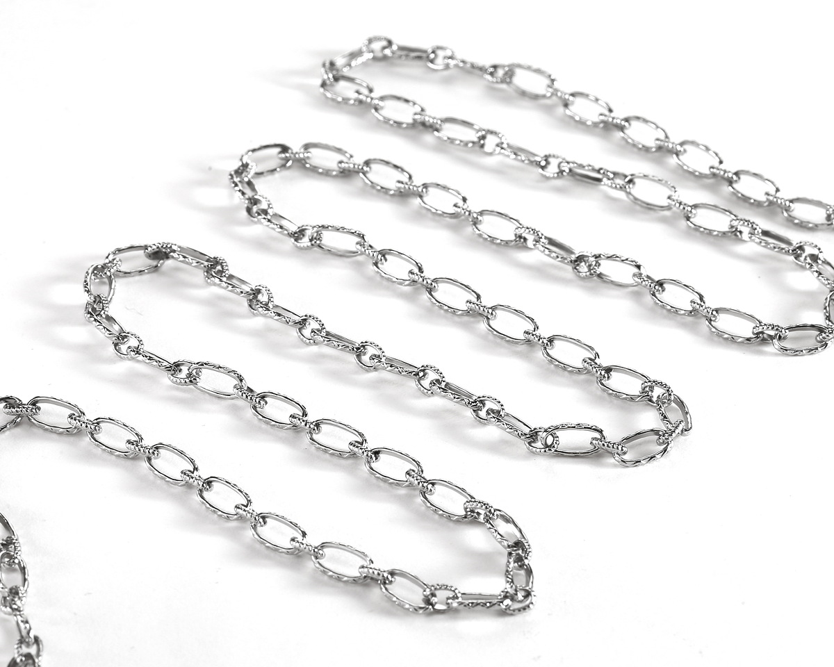 Stainless Steel 1:1 Textured Cable Chain, 5' Package
