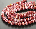 Brick Red & White Swirl Lampwork Glass Round 10mm