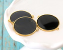 24K Gold (Plated) Transparent Jet Resin Round Focal Link 33x30mm