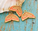 24K Gold (plated) Pink Enamel Mermaid Tail Focal 16mm