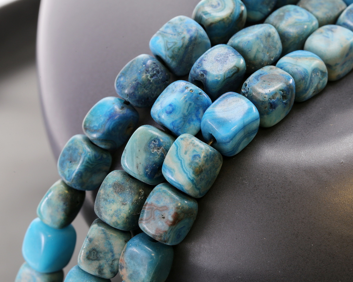 Larimar Blue Crazy Lace Agate (Matte) Nugget (Large Hole) 10x8mm