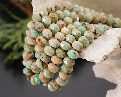 Peruvian Turquoise (A) Microfaceted Rondelle 5x8mm