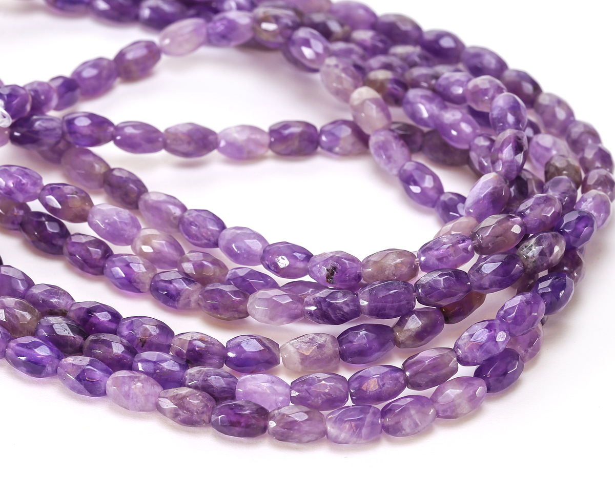Dogtooth Amethyst Faceted Rice 9-10x6-6.5mm