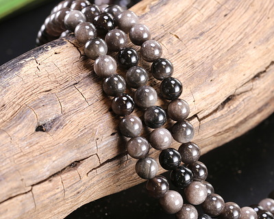 Silver Obsidian Round 6mm