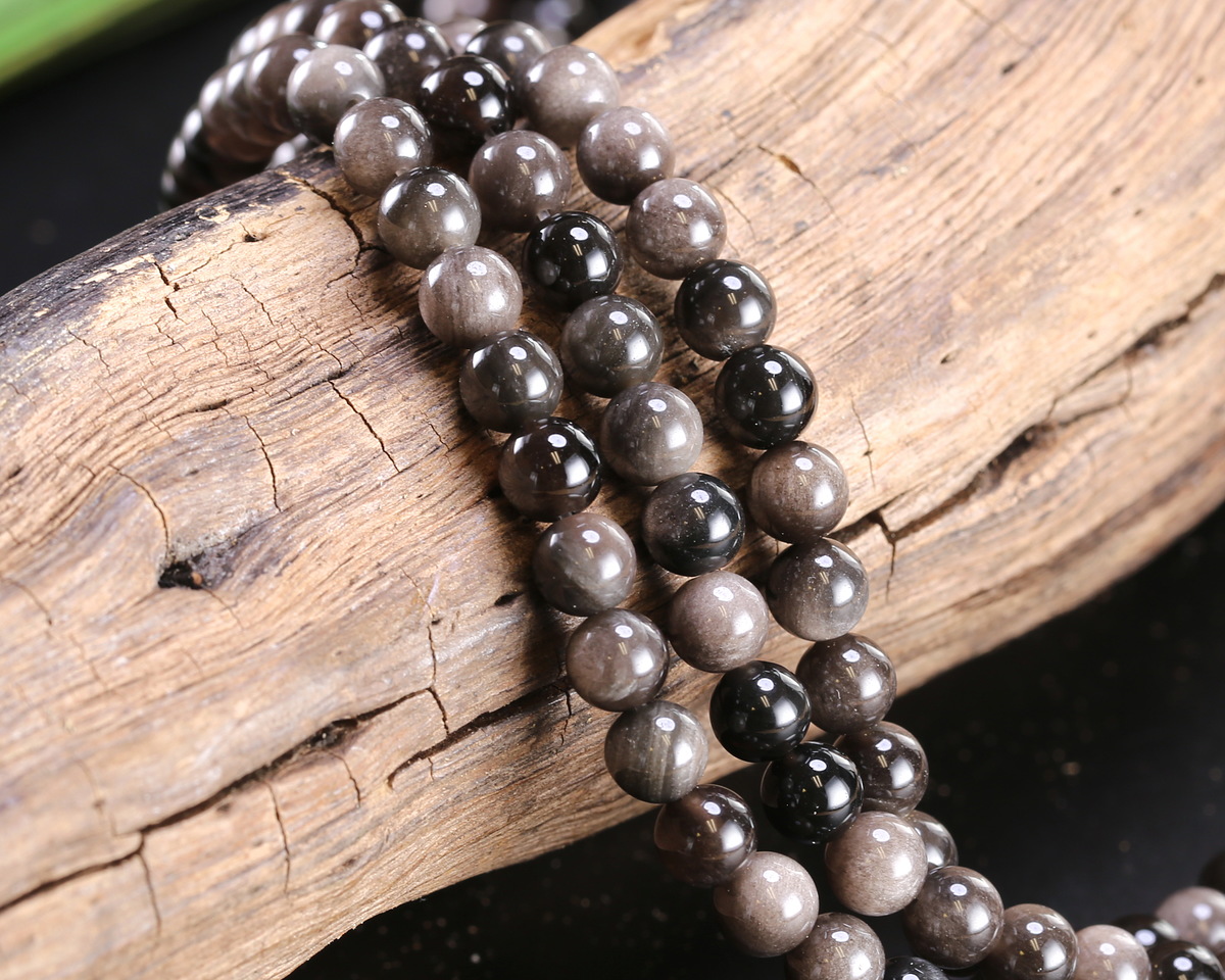 Silver Obsidian Round 6mm