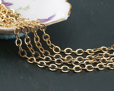 Hamilton Gold (plated) Flat Oval Cable Chain, 50m Spool