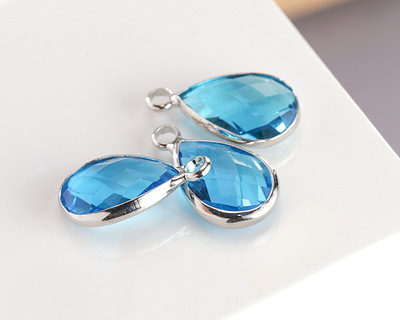 Capri Crystal Teardrop in Silver Finish Bezel 10.5x18mm
