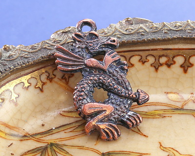 Mykonos Antique Copper (plated) Scaled Dragon Focal 19x33mm