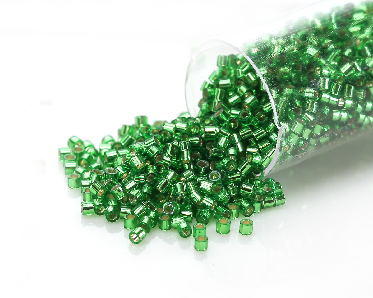 Miyuki Delica Silver Lined Green (DBS0046) 15/0 Seed Bead