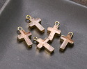 Peach Moonstone Faceted Cross Focal w/ Gold Finish 10x15mm