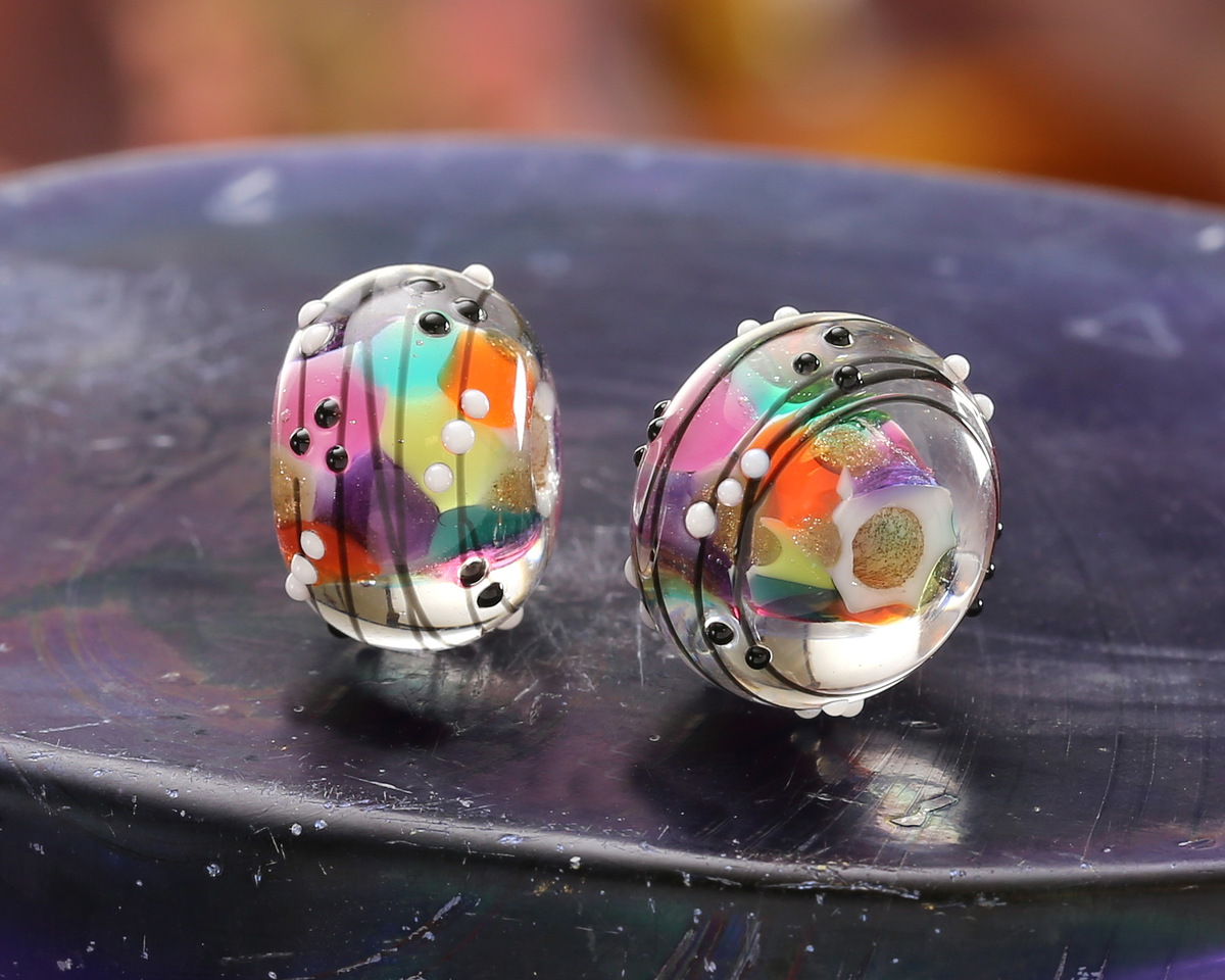 Grace Lampwork Surprise Party Rondelle 9x13mm