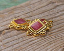 24K Gold (plated) Orchid Pearl Enamel Beaded Square Focal Link 15x14.5mm