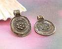 Mykonos Antique Brass (plated) Ancient Floral Medallion Pendant 19x25mm