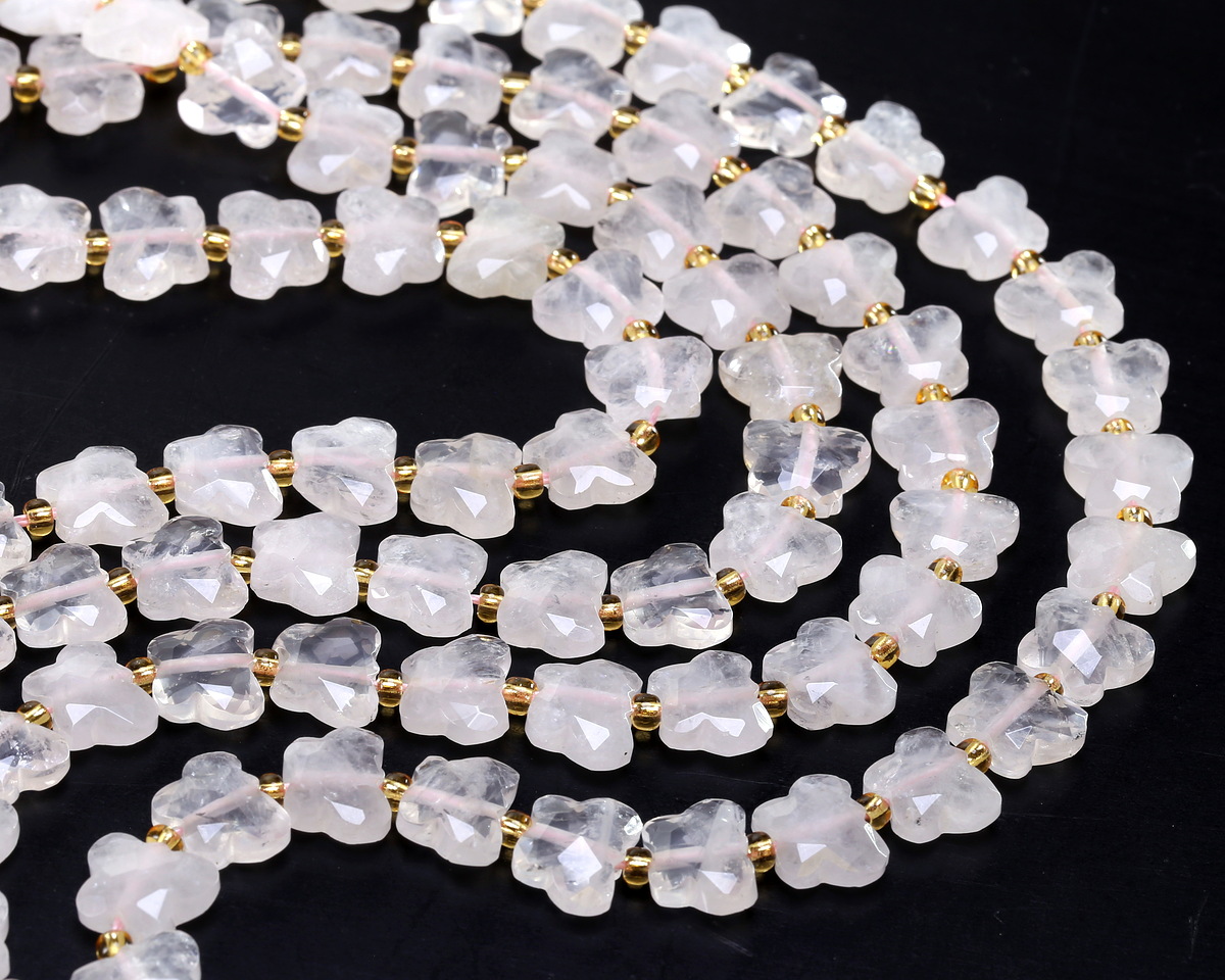 Rose Quartz (Light) Microfaceted Butterfly 8x10mm