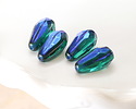 Czech Glass Emerald AB w/ Cobalt Faceted Teardrop 15x8mm