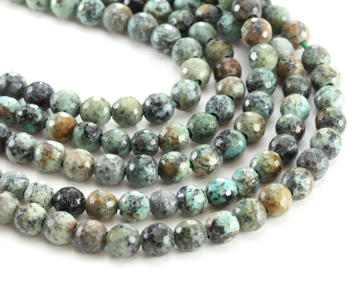African Turquoise Faceted Round (Large Hole) 8mm Beads