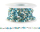 Ocean Mix Crystal & Mother of Pearl Heishi Stainless Steel Bead Link Chain, 5 meter spool