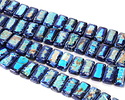 Cobalt & Ocean Blue Impression Jasper 2-Hole Rectangle 10x20mm