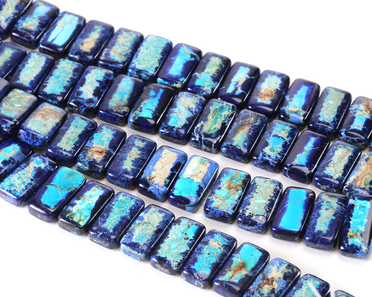 Cobalt & Ocean Blue Impression Jasper 2-Hole Rectangle 10x20mm