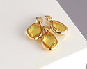 Yellow Crystal Teardrop in Gold Finish Bezel 6.5x11.8mm