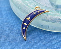 24K Gold (plated) Cobalt Enamel Celestial Crescent Moon Focal 7x25mm