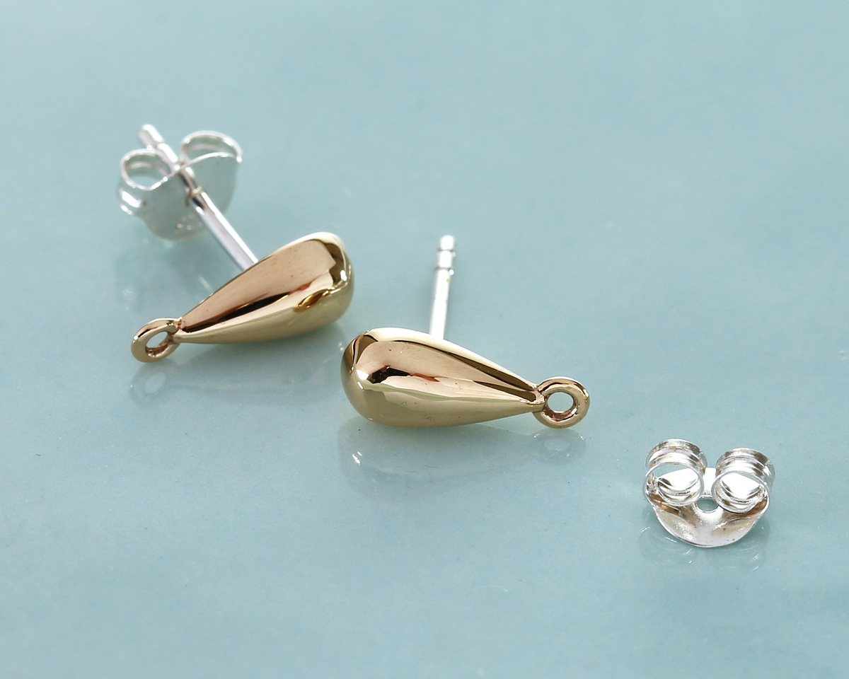 Nina Designs Bronze Small Teardrop Post Earrings with Loop 5x11mm