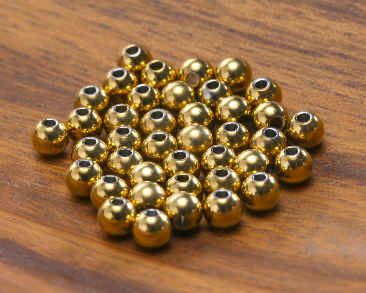 Waterproof 18K Gold PVD Plated Stainless Steel Round 5mm, 1.5mm hole