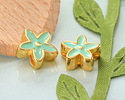 24K Gold (plated) Sweet Mint Enamel Flower Bead 11mm