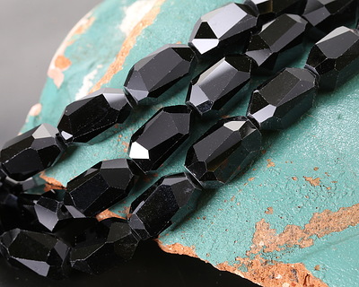 Black Obsidian Microfaceted Long Nugget 9x14mm