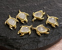Rock Crystal Quartz w/ Gold Finish Sea Turtle Focal 15x19mm