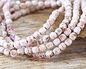 Czech Glass White AB w/ Brown Wash English Cut Bead 4mm
