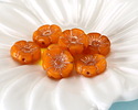 Czech Glass Tangerine Opal w/ Copper Hibiscus Coin 12mm