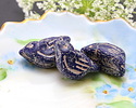 Czech Glass Dark Indigo w/ Platinum Bird 11x22mm
