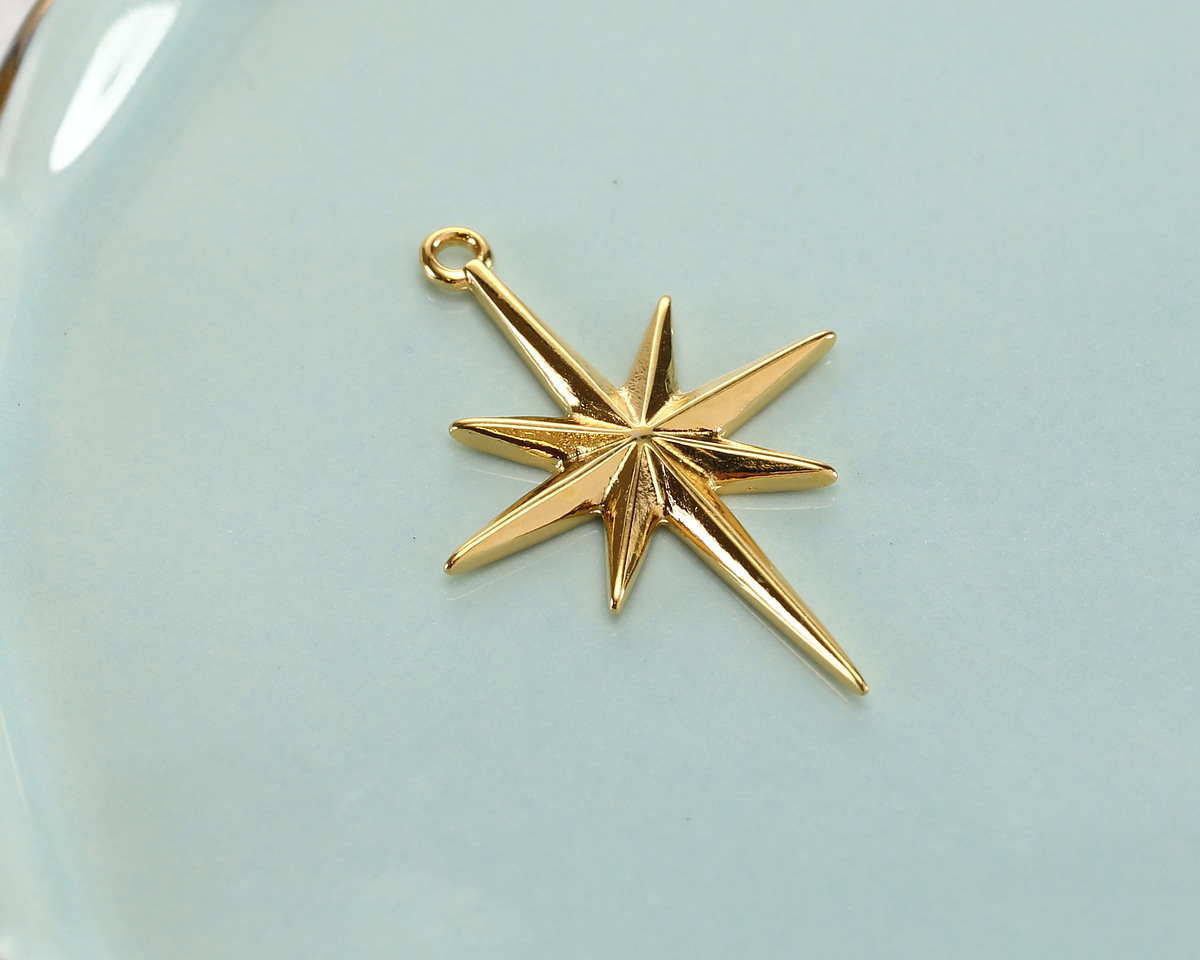 24K Gold (plated) Bethlehem Star Pendant 21x30mm