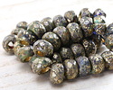 Czech Glass Etched Earth w/ Gold Lining Large Hole Fire Polished Rondelle 8x13mm