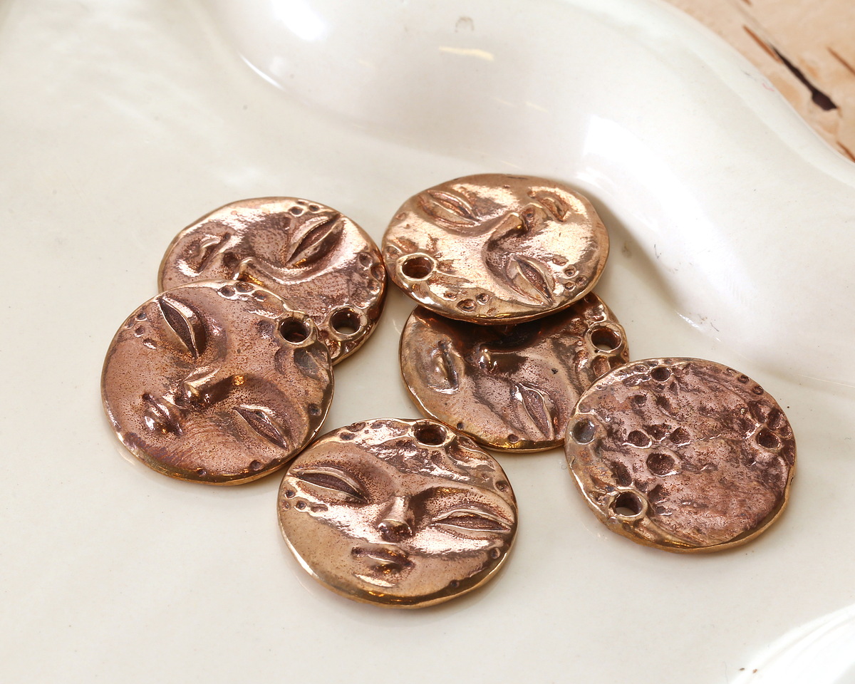 Green Girl Bronze Full Moon Pendant 24mm