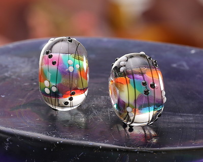 Grace Lampwork Surprise Party Rondelle 10x16mm