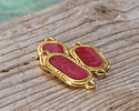 24K Gold (plated) Magenta Pearl Enamel Oval Focal Link 23x10mm