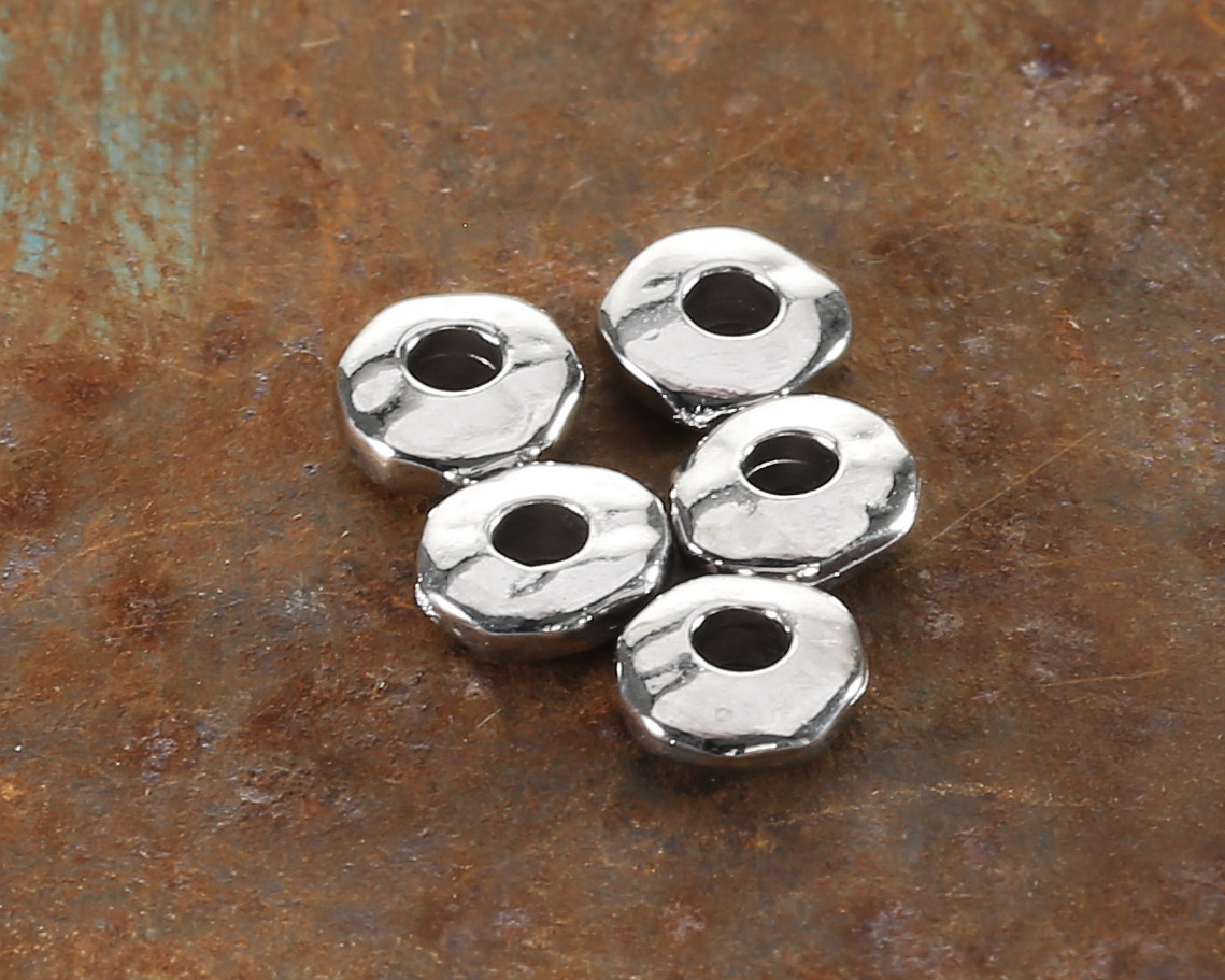 TierraCast White Bronze (plated) Large Hole Nugget Heishi 7mm