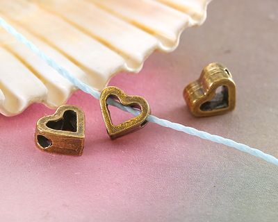 Mykonos Antique Brass (plated) Cut Out Heart Bead 6.5mm