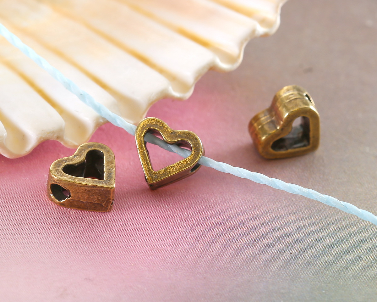 Mykonos Antique Brass (plated) Cut Out Heart Bead 6.5mm