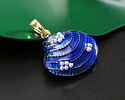 18k Gold (plated) Blue Enamel Clam Shell w/ Tiny Pearl Bubbles Focal 20x19.5mm